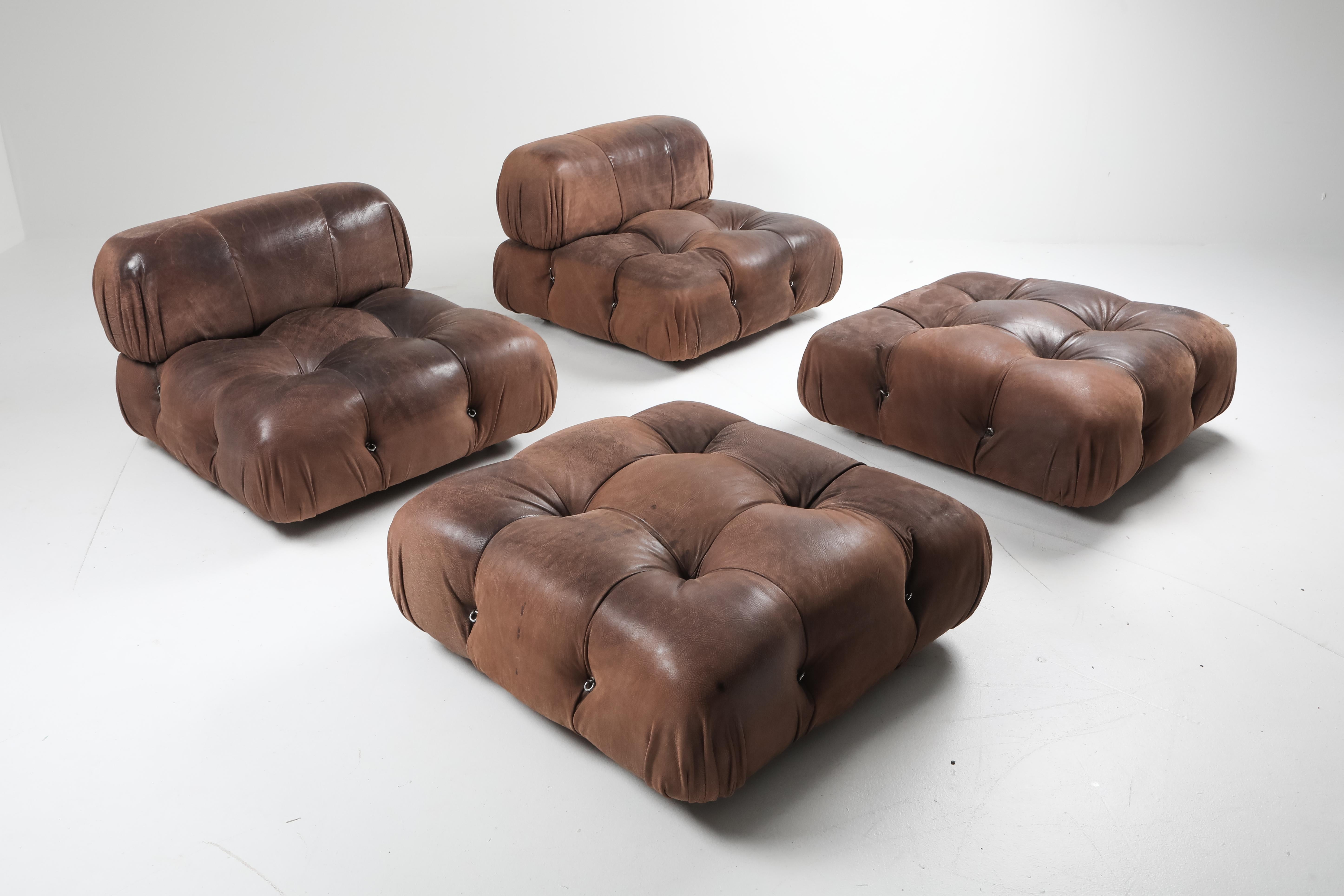 20th Century Mario Bellini Camaleonda Sectional Sofa in Original Brown Leather