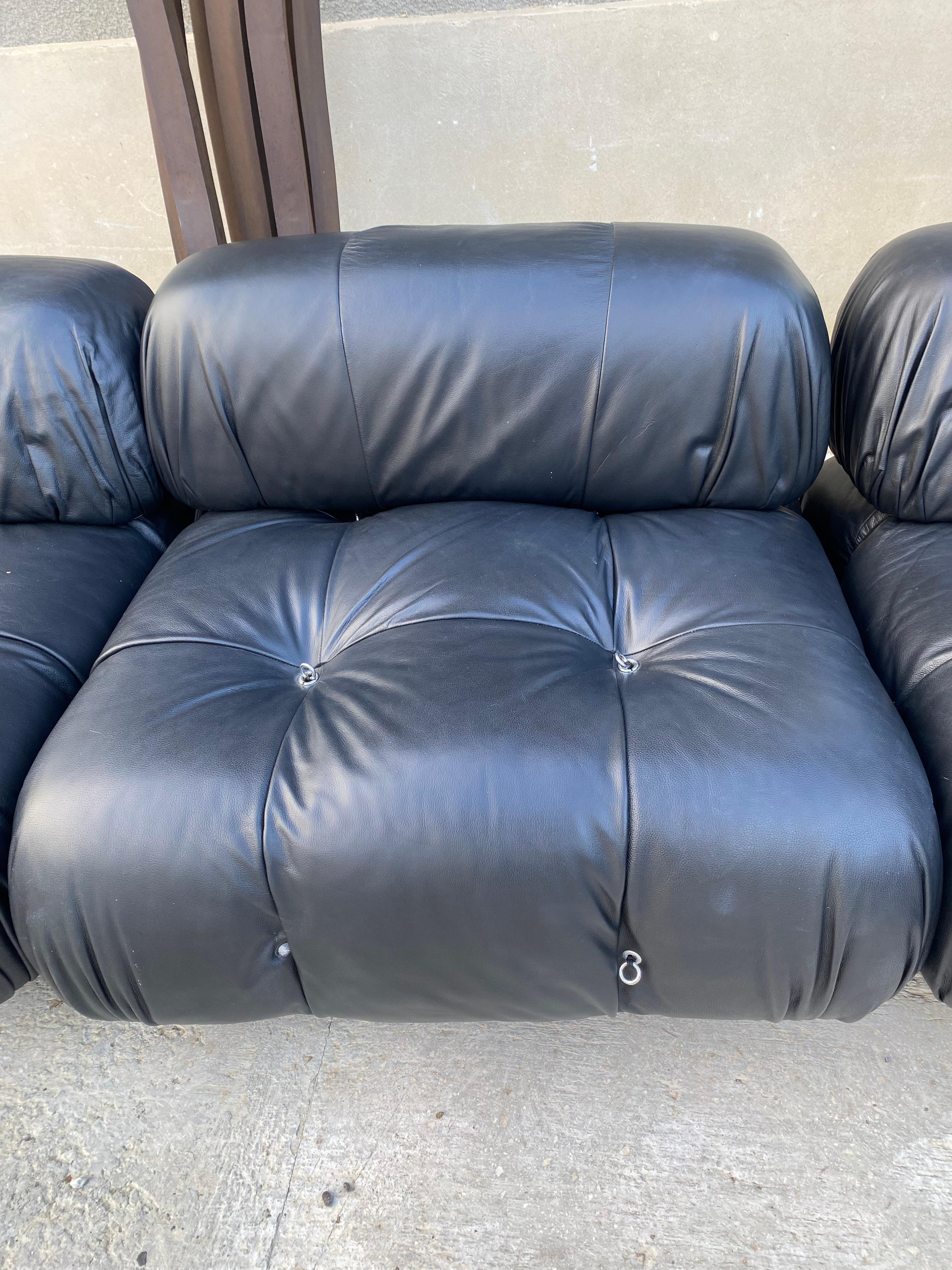 Mario Bellini – Camaleonda-Sofa –  1972 Schwarzes genarbtes Leder im Angebot 4