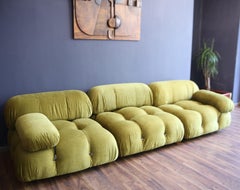 Mario Bellini Camaleonda Sofa C&B Italia 1970s set of 3 Green Kiwi Velvet