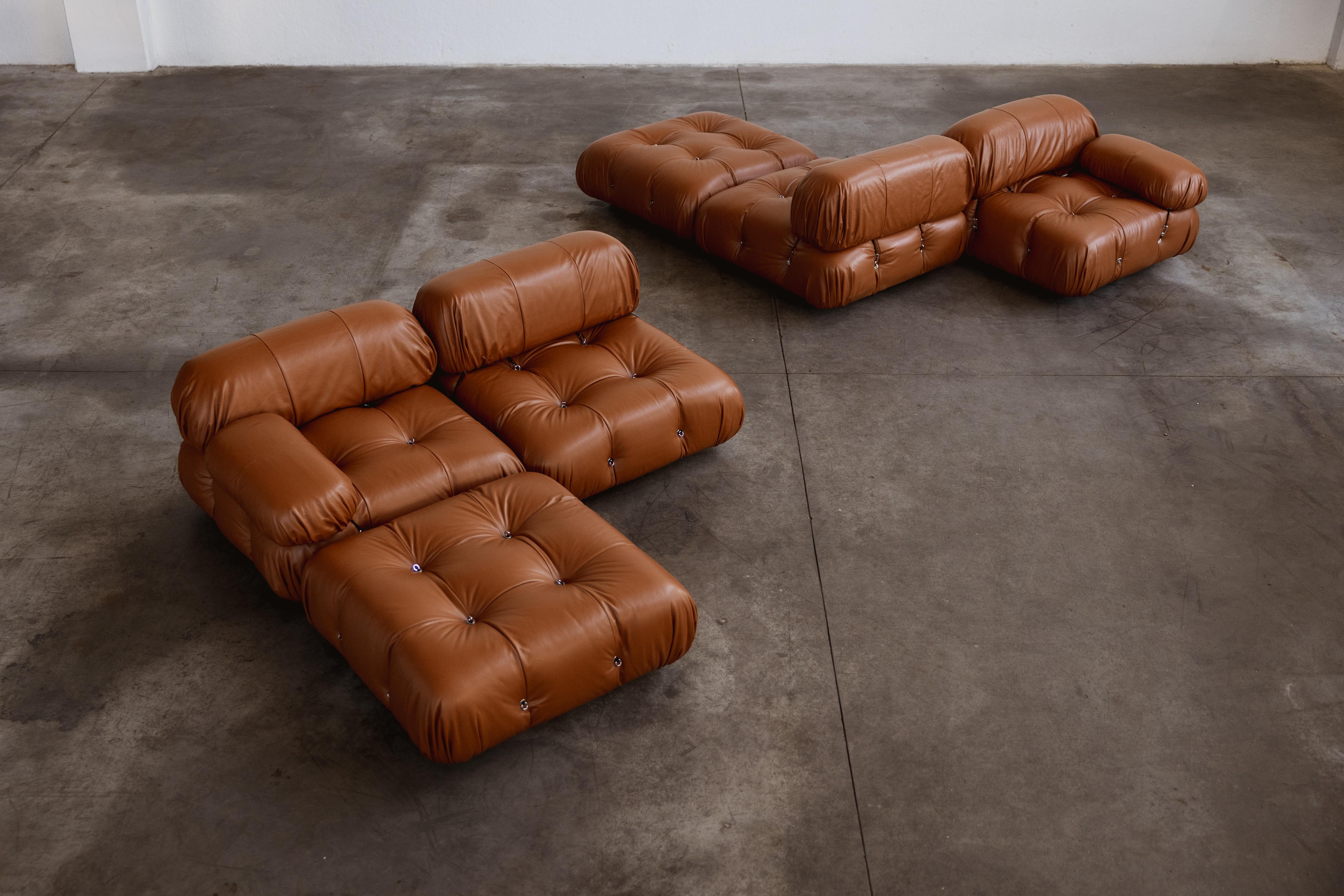 Mario Bellini „Camaleonda“ Sofa für B&B Italia, cognacfarbenes Leder, 1970, 6er-Set im Angebot 8