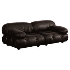 Mario Bellini "Camaleonda" Sofa for B&B Italia, Black Leather, 1970, Set of 2