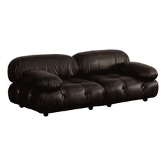 Mario Bellini "Camaleonda" Sofa für B&B Italia, Schwarzes Leder 1970, 2er Set