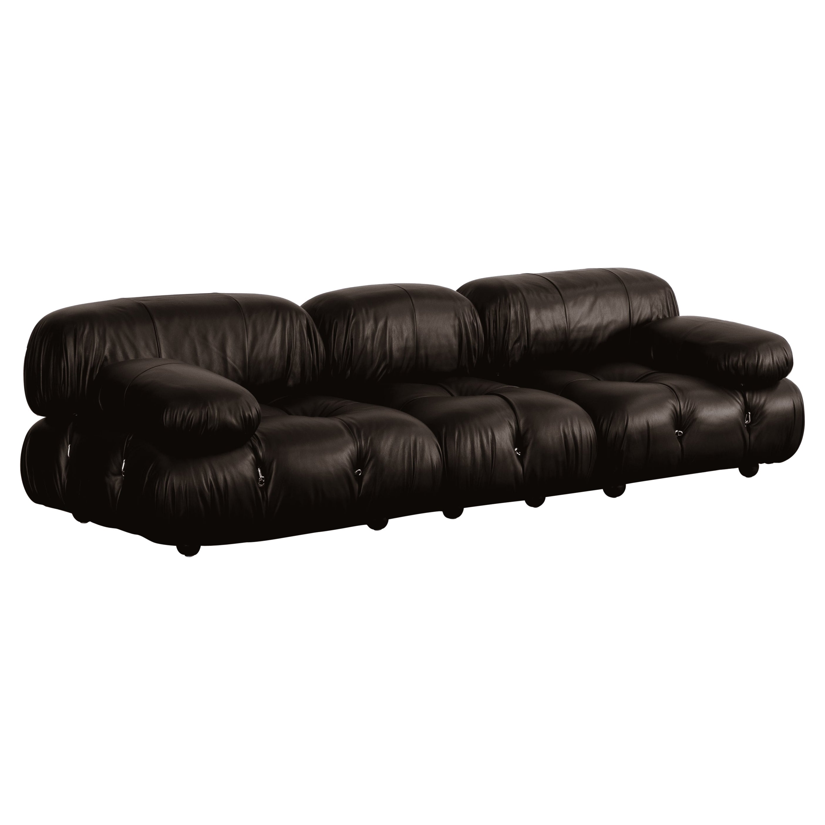 Mario Bellini „Camaleonda“ Sofa für B&B Italia, schwarzes Leder, 1970, 3er-Set im Angebot