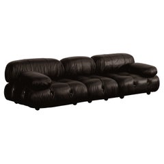 Mario Bellini „Camaleonda“ Sofa für B&B Italia, schwarzes Leder, 1970, 3er-Set