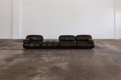 Mario Bellini "Camaleonda" Sofa for B&B Italia, Black Leather, 1970, Set of 4