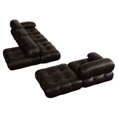 Mario Bellini „Camaleonda“ Sofa für B&B Italia, schwarzes Leder, 1970, 6er-Set