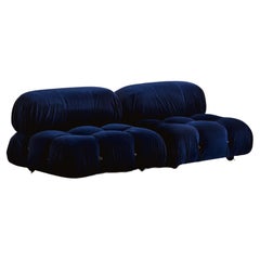 Mario Bellini "Camaleonda" Sofa for B&B Italia, Blue Velvet, 1970, Set of 2