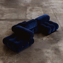 Mario Bellini "Camaleonda" Sofa for B&B Italia, Blue Velvet, 1970, Set of 3