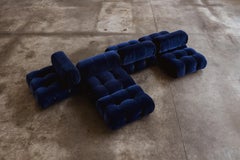 Divano "Camaleonda" di Mario Bellini per B&B Italia, Velluto blu, 1970, Set di 6 pezzi