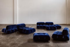 Mario Bellini "Camaleonda" Sofa für B&B Italia, Blauer Samt, 1970, 9-teilig