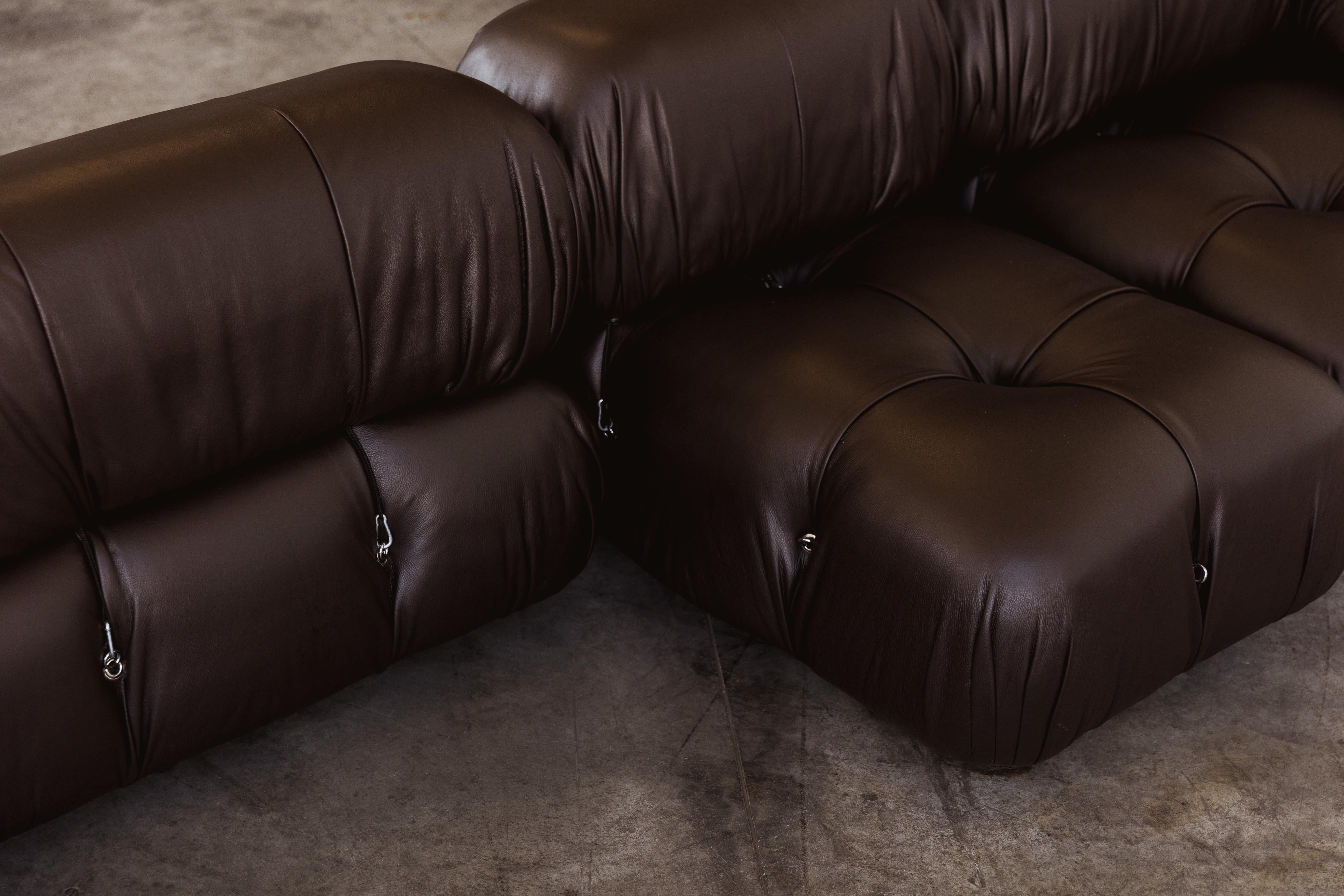 Fin du 20e siècle Mario Bellini “Camaleonda” Sofa for B&B Italia, Dark Brown, 1970, Set of 6 en vente
