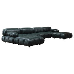 Mario Bellini "Camaleonda" Sofa for B&B Italia, Green Leather, 1970, Set of 6