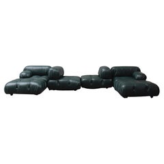 Mario Bellini "Camaleonda" Sofa for B&B Italia, Green Leather, 1970, Set of 6