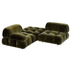 Divano "Camaleonda" di Mario Bellini per B&B Italia, velluto verde, 1970, set da 3