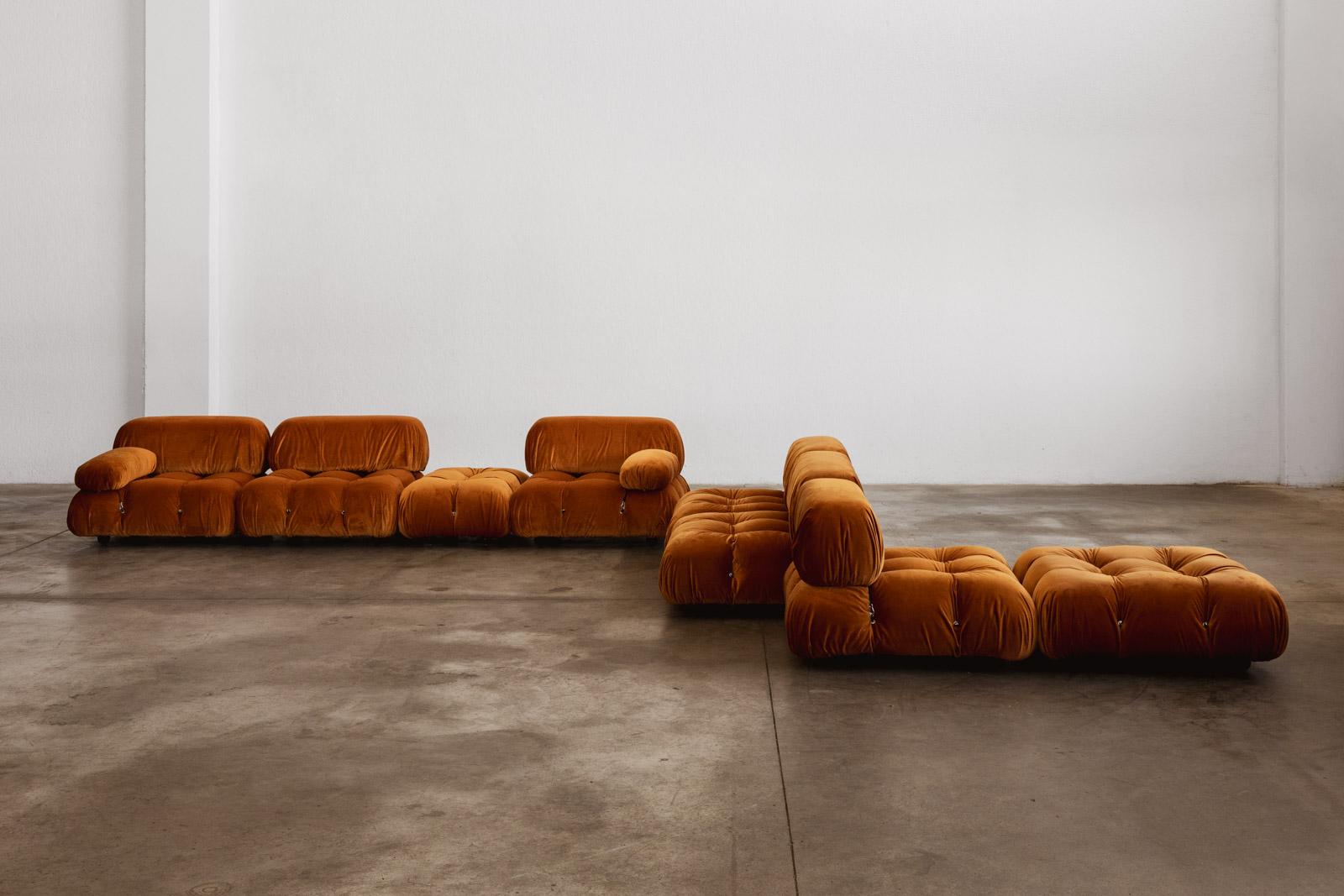 Mario Bellini “Camaleonda” Sofa for B&B Italia, Rust Brown, 1970, Set of 11 en venta 6
