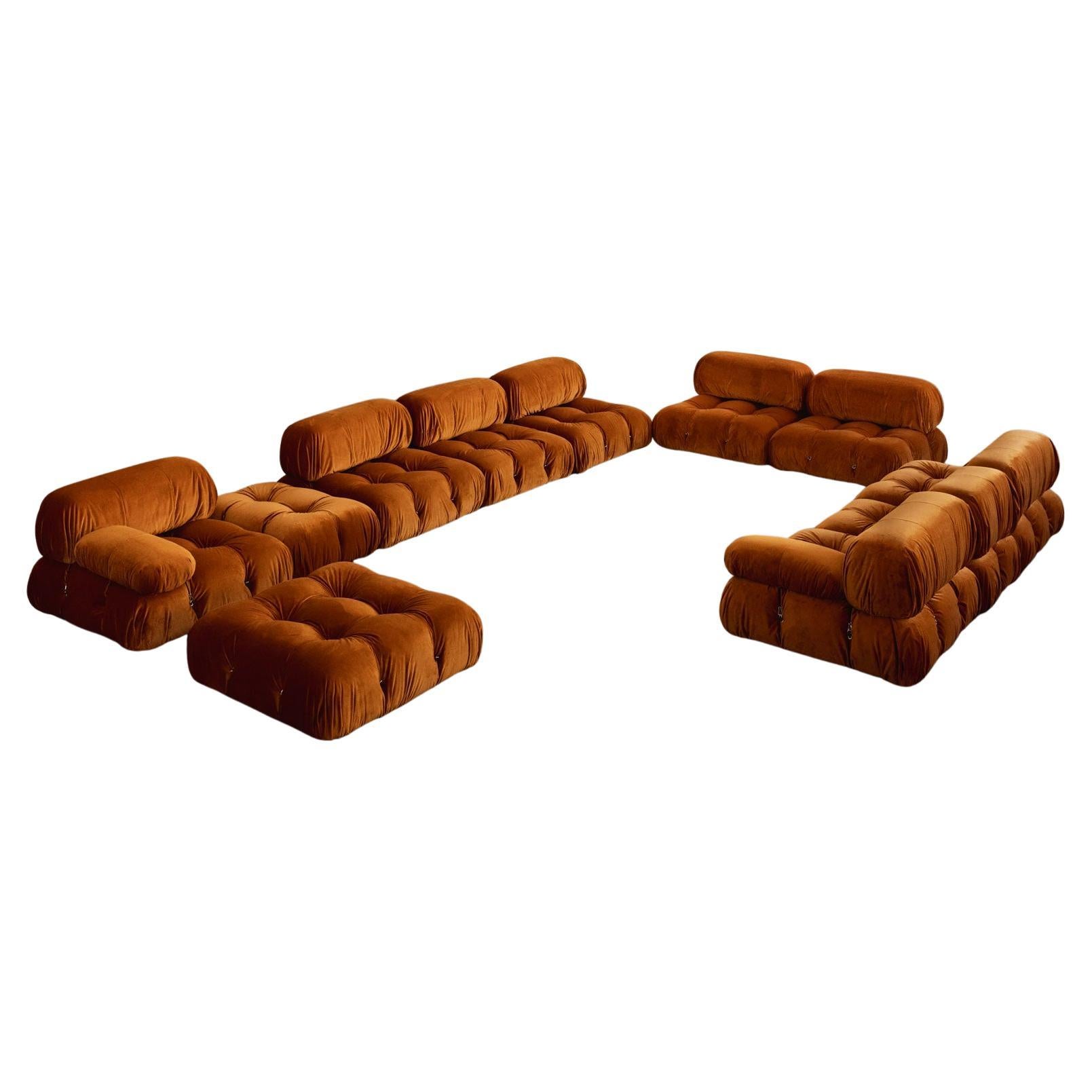 Mario Bellini “Camaleonda” Sofa for B&B Italia, Rust Brown, 1970, Set of 11