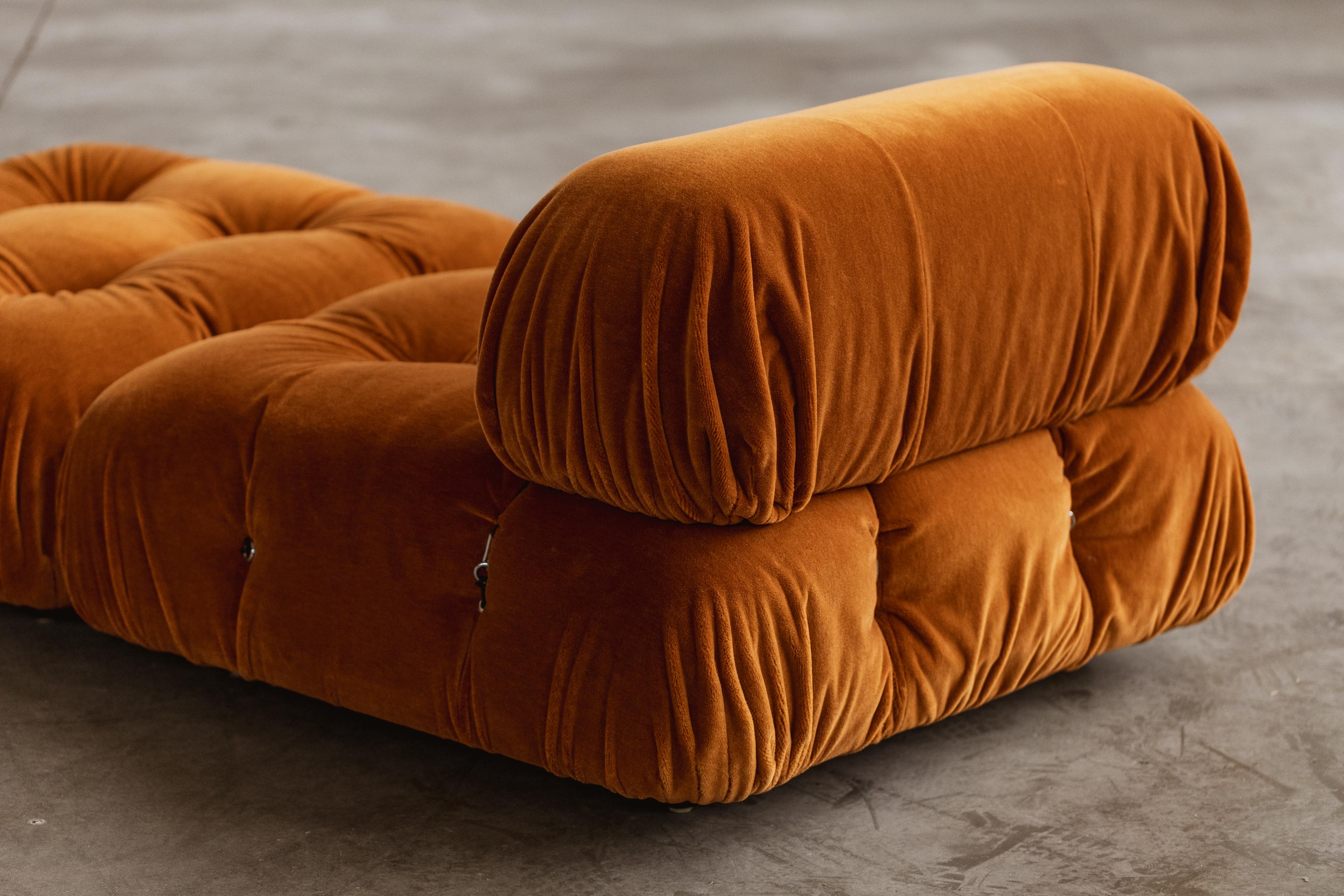 Italian Mario Bellini “Camaleonda” Sofa for B&B Italia, Rust Brown, 1970, Set of 4 For Sale