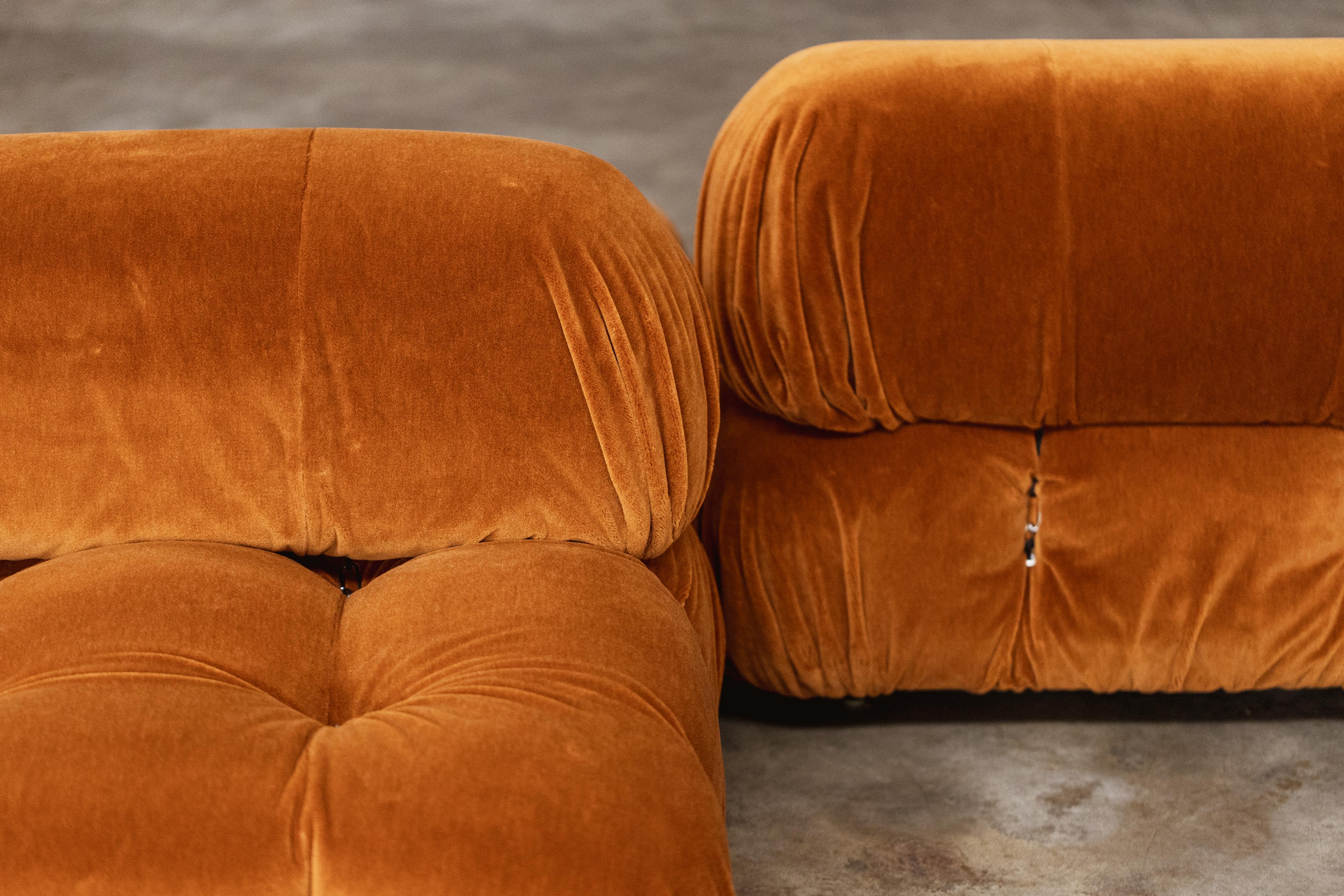 Alpaca Mario Bellini “Camaleonda” Sofa for B&B Italia, Rust Brown, 1970, Set of 4 For Sale