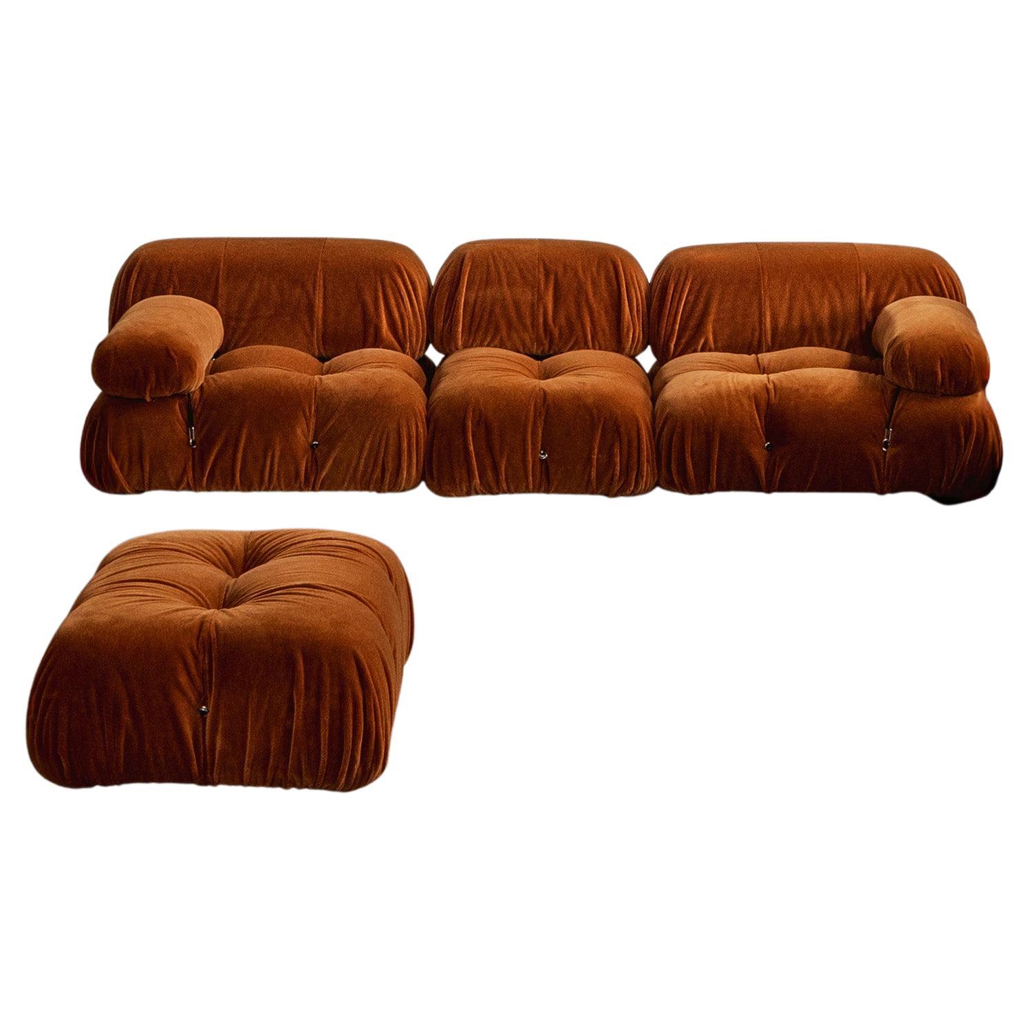 Mario Bellini “Camaleonda” Sofa for B&B Italia, Rust Brown, 1970, Set of 4