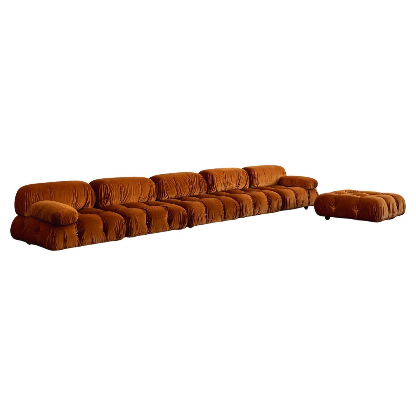 Mario Bellini "Camaleonda" Sofa for B&B Italia, Rust Brown, 1970, Set of 6