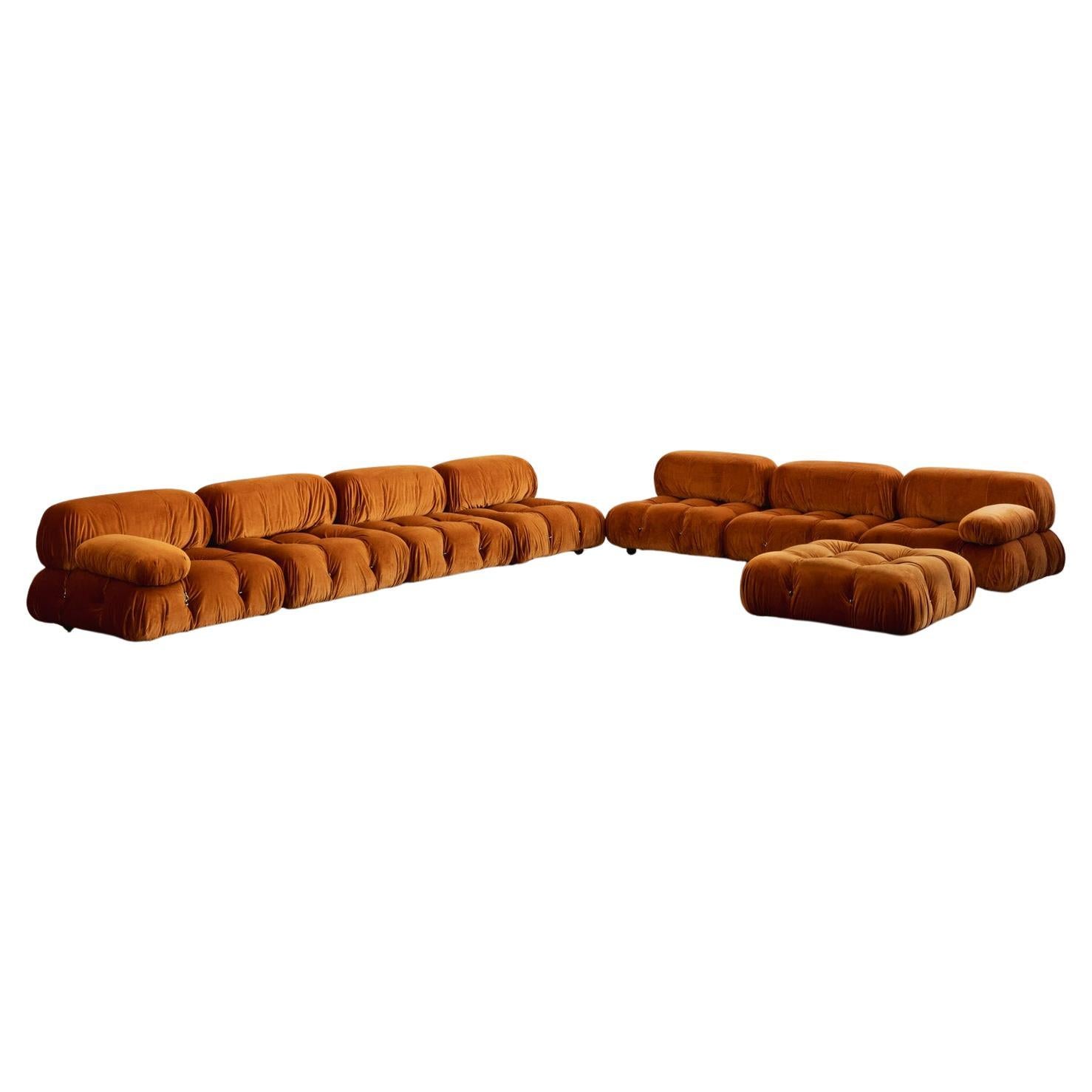 Mario Bellini “Camaleonda” Sofa for B&B Italia, Rust Brown, 1970, Set of 8 en vente