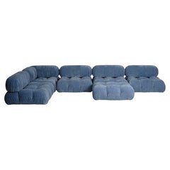 Mario Bellini Camaleonda Sofa for B&B Italia, Sky Blue Velvet, 1972, Set of 6 (canapé Camaleonda pour B&B Italia, velours bleu ciel, 1972, ensemble de 6)