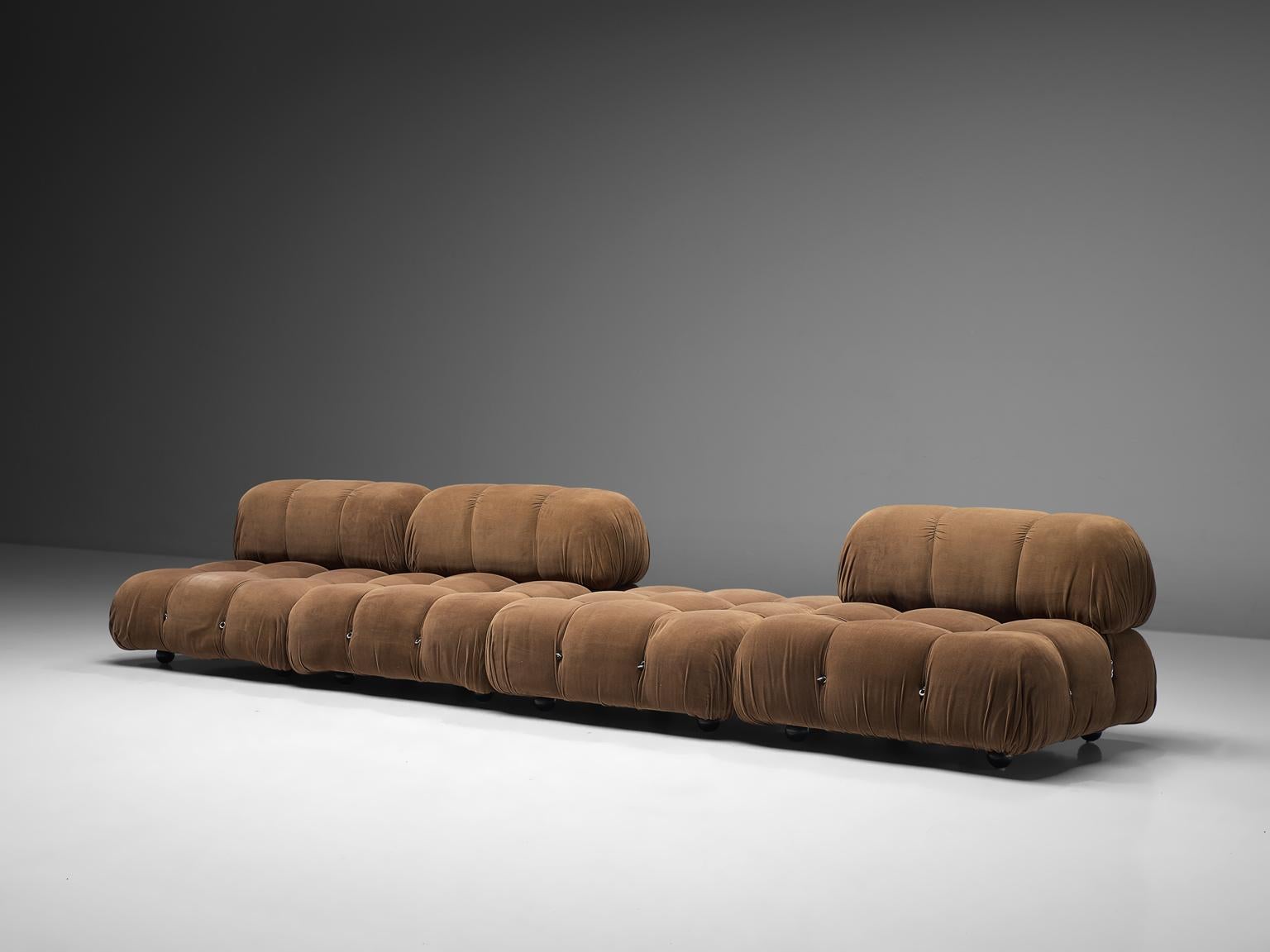 Mid-Century Modern Mario Bellini Camaleonda Sofa in Original Brown Fabric