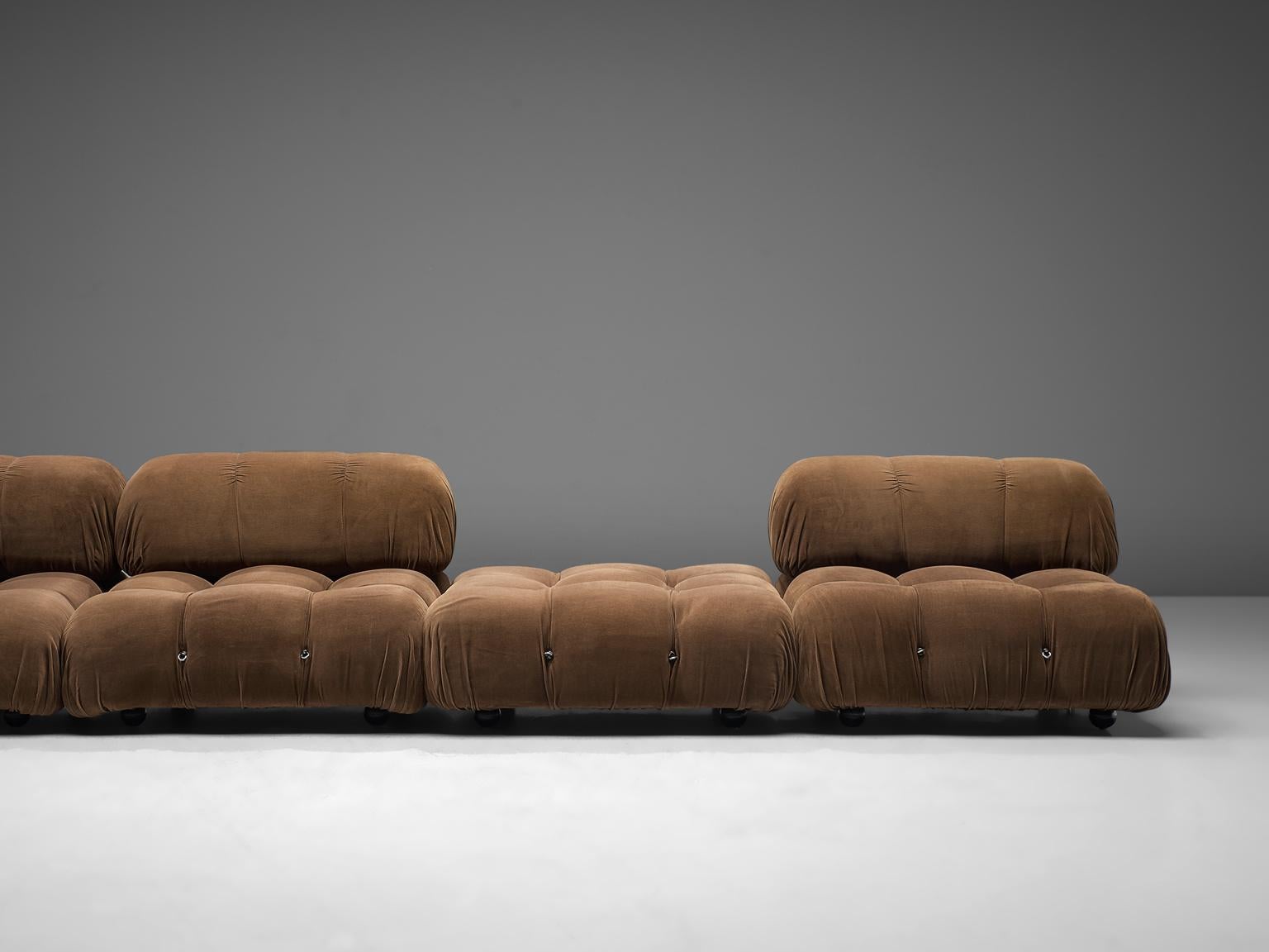 Italian Mario Bellini Camaleonda Sofa in Original Brown Fabric