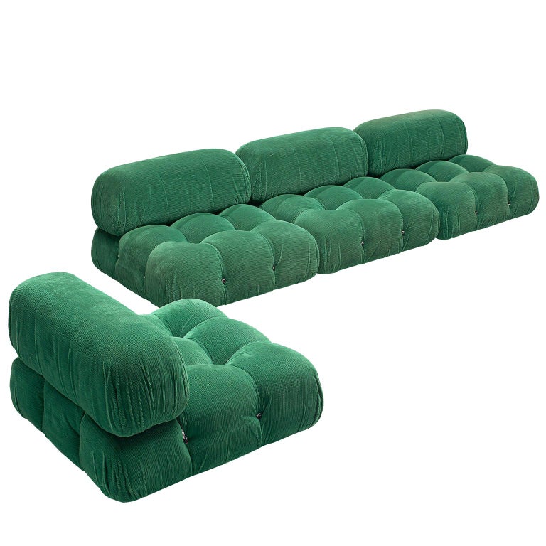 Mario Bellini Camaleonda Sofa in Original Green Corduroy at 1stDibs