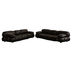 Mario Bellini "Camaleonda" Sofas for B&B Italia, Black Leather, 1970, Set of 6