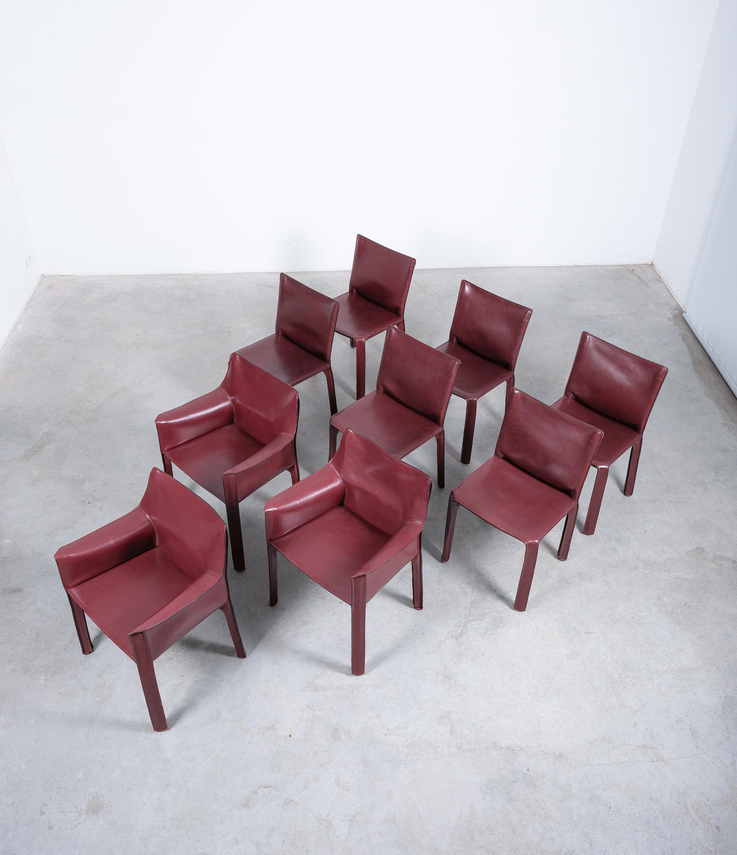 Mario Bellini Cassina Cab 412, 413 Set of Ten 10 Red Leather Dining Chairs 3