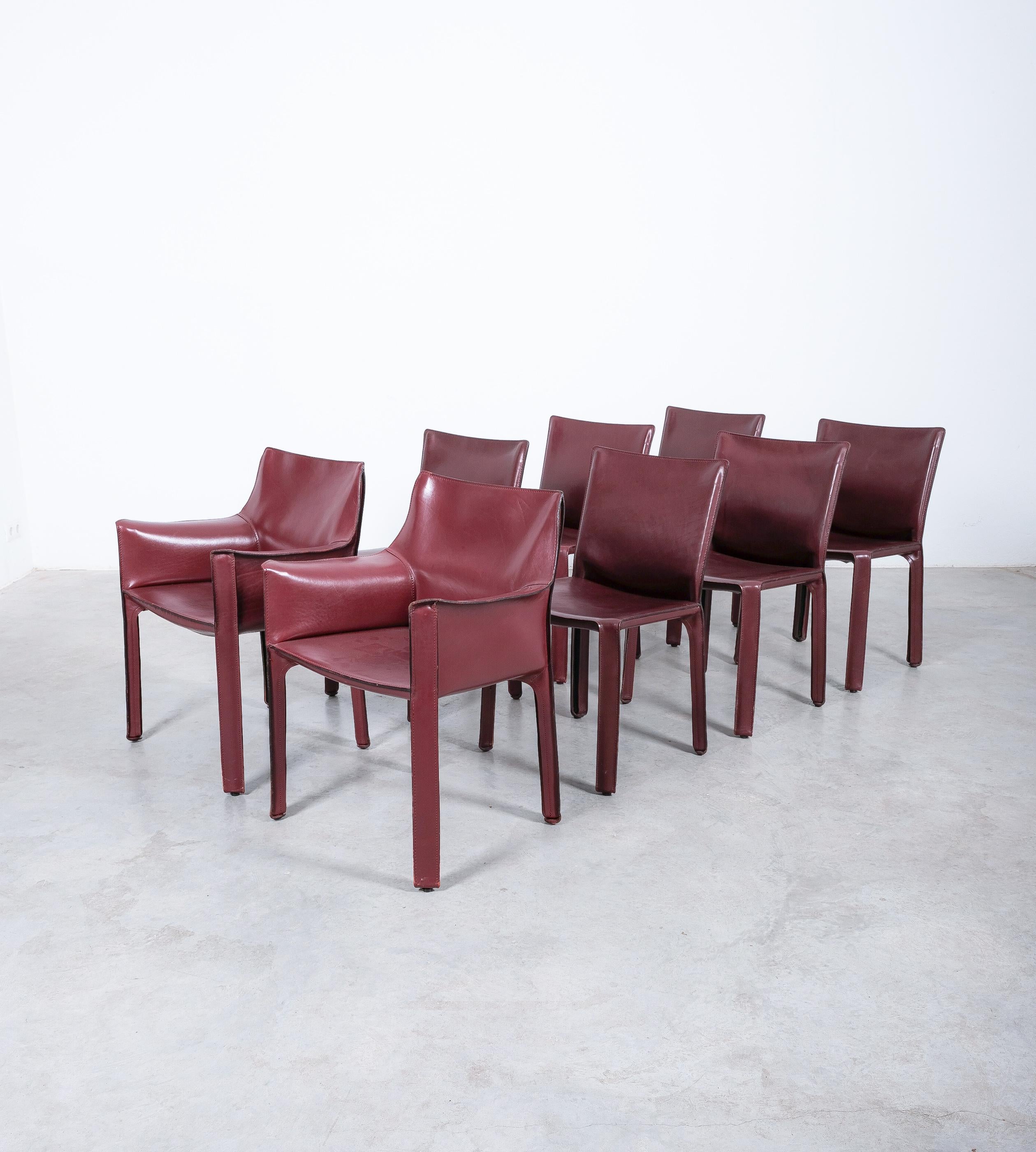 Mario Bellini Cassina Cab 412, 413 Set of Ten 10 Red Leather Dining Chairs 4