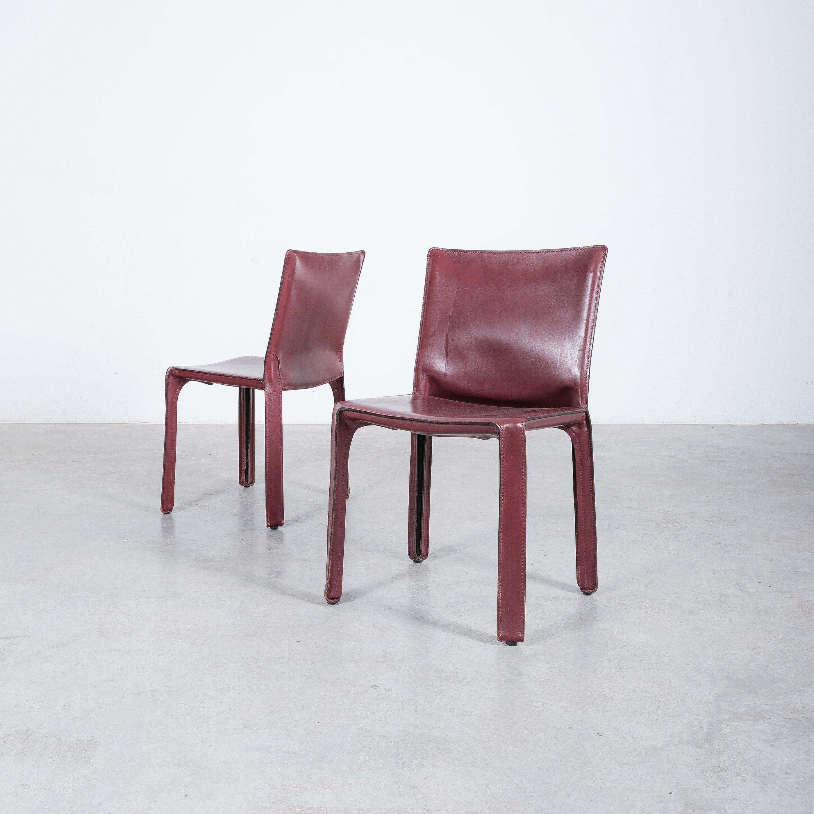 Mario Bellini Cassina Cab 412, 413 Set of Ten 10 Red Leather Dining Chairs 6