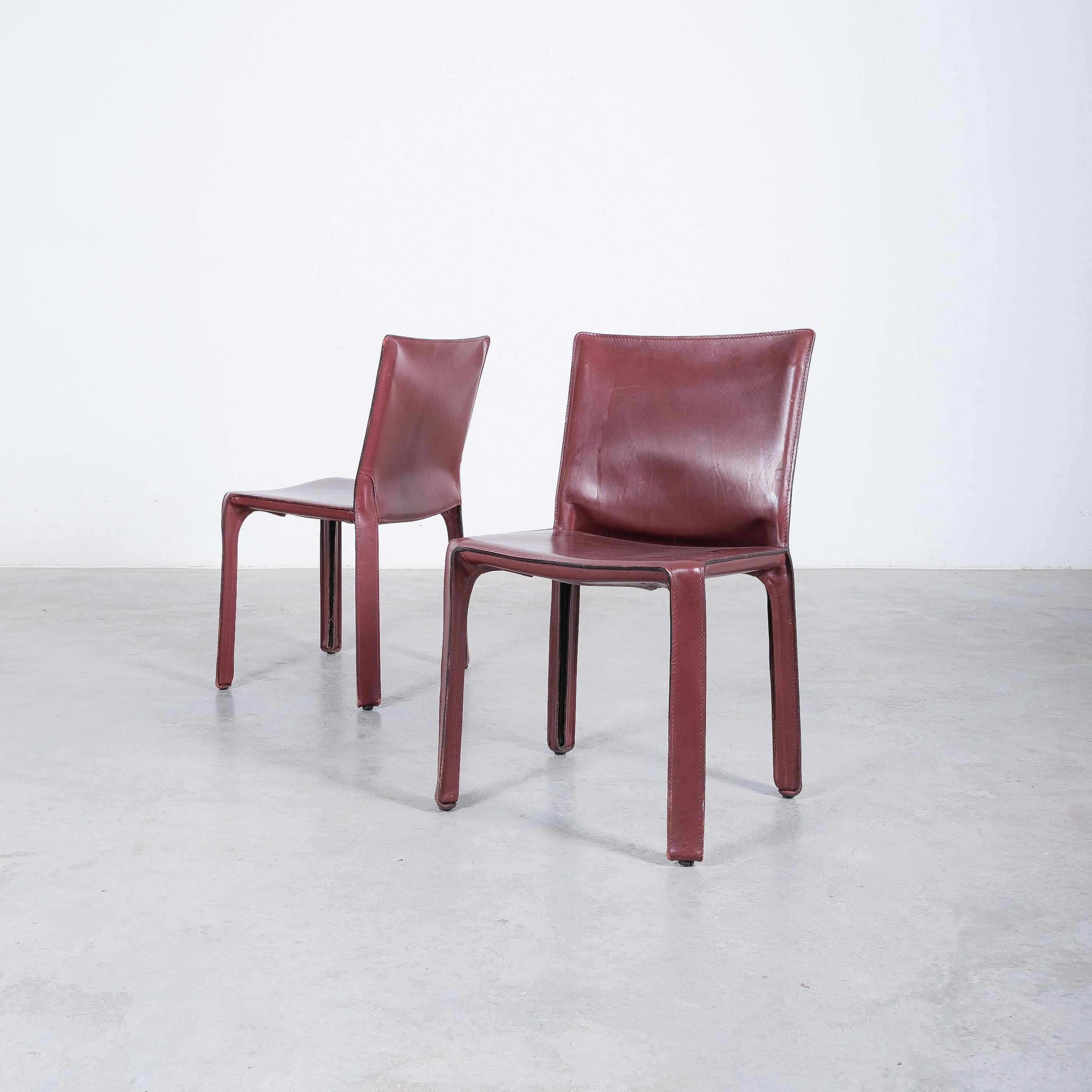 Mario Bellini Cassina Cab 412, 413 Set of Ten 9 Red Leather Dining Chairs 6