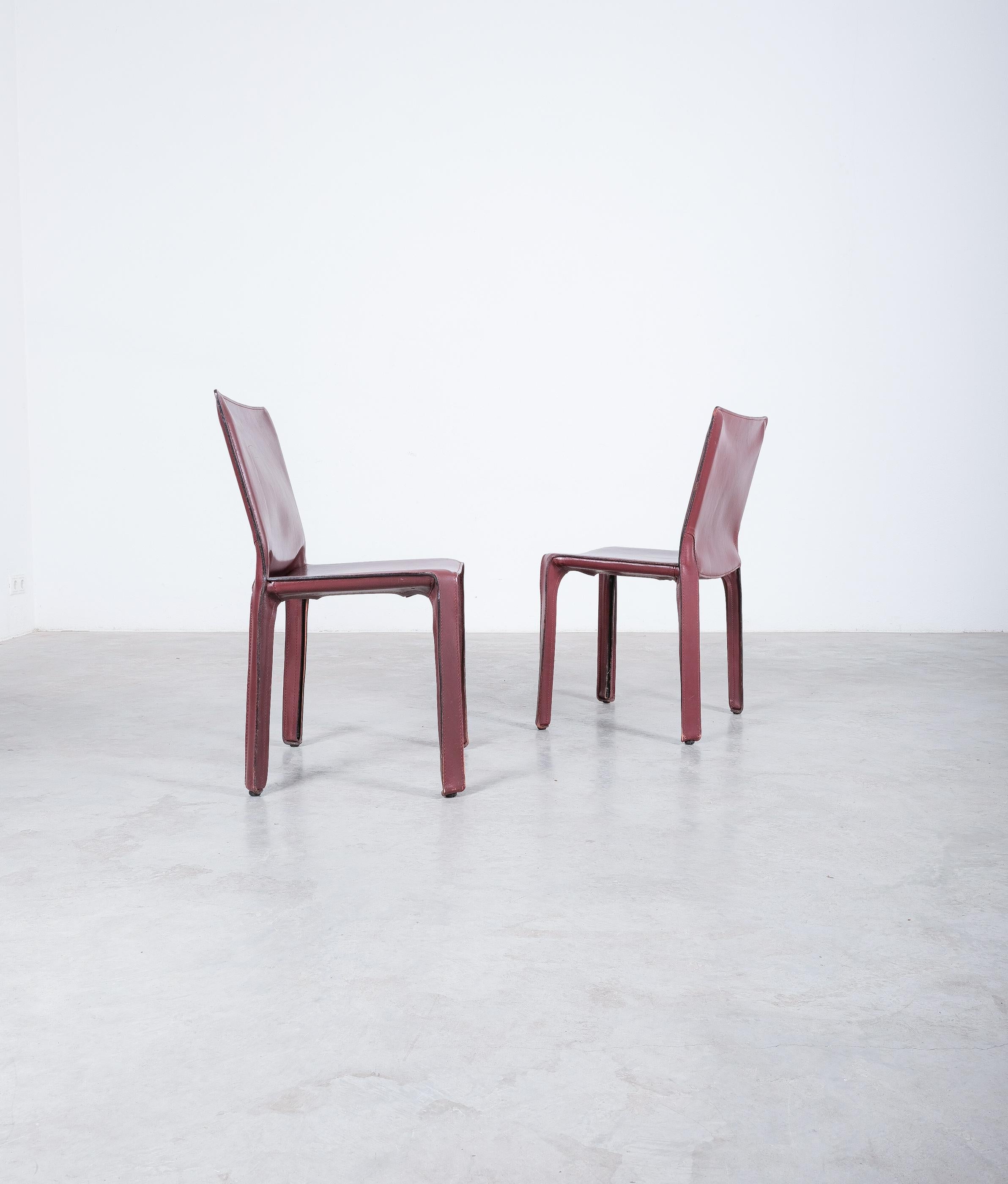 Mario Bellini Cassina Cab 412, 413 Set of Ten 9 Red Leather Dining Chairs 11