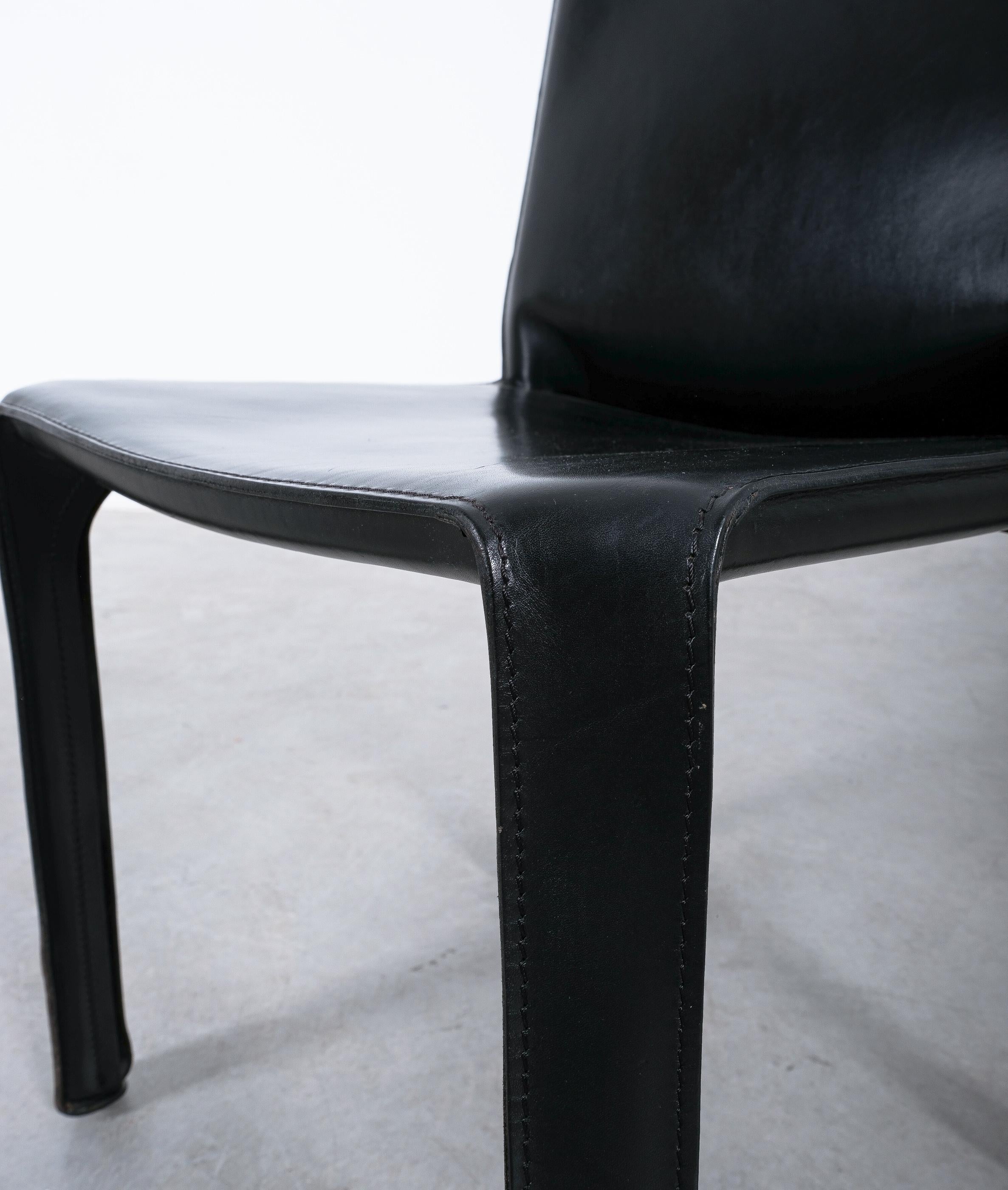 Mario Bellini Cassina Cab 412 + Cab 413 - 10 Black Leather Dining Chairs, 1980 2