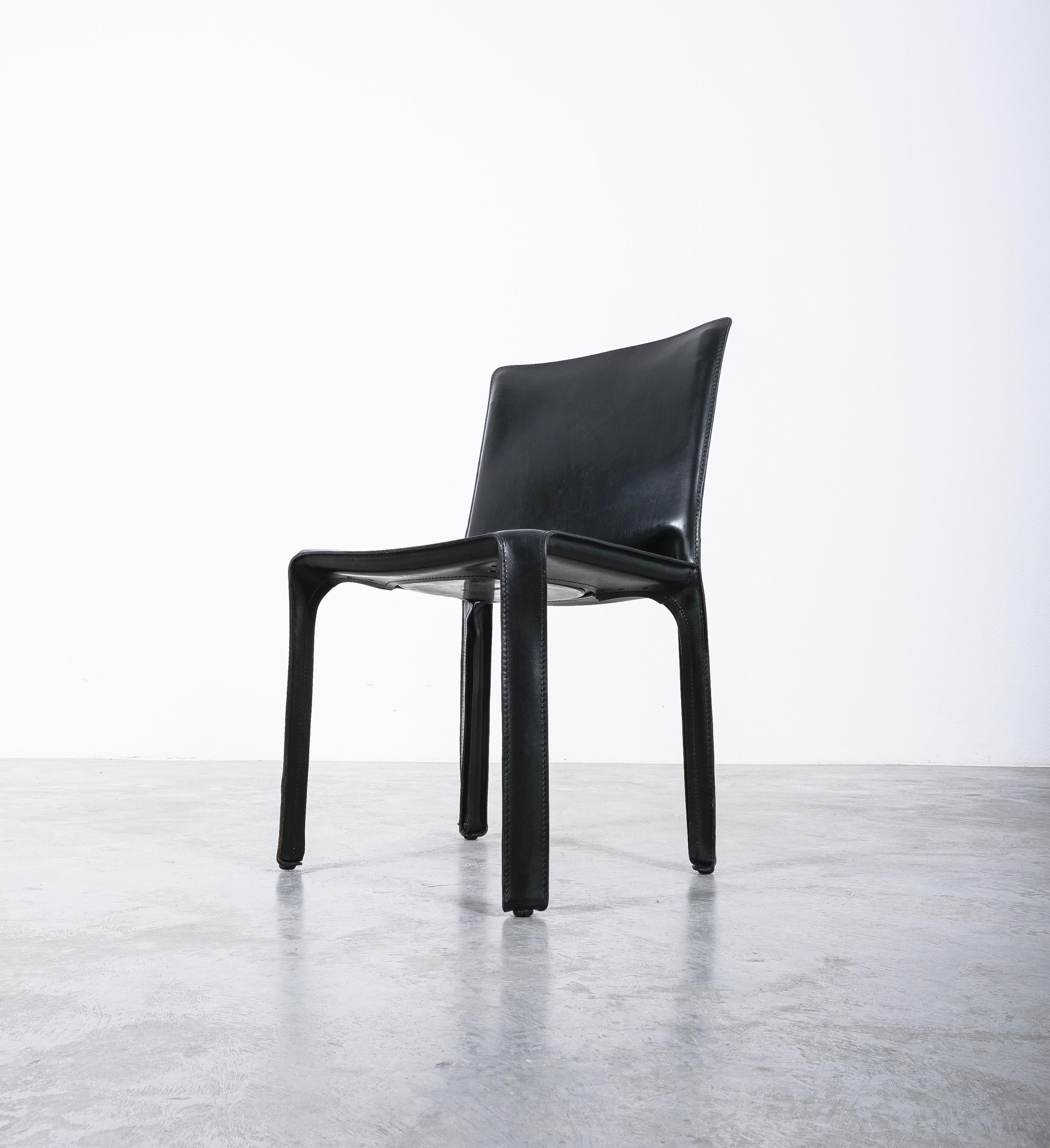 Mario Bellini Cassina Cab 412 + Cab 413 - 12 Black Leather Dining Chairs, 1980 1