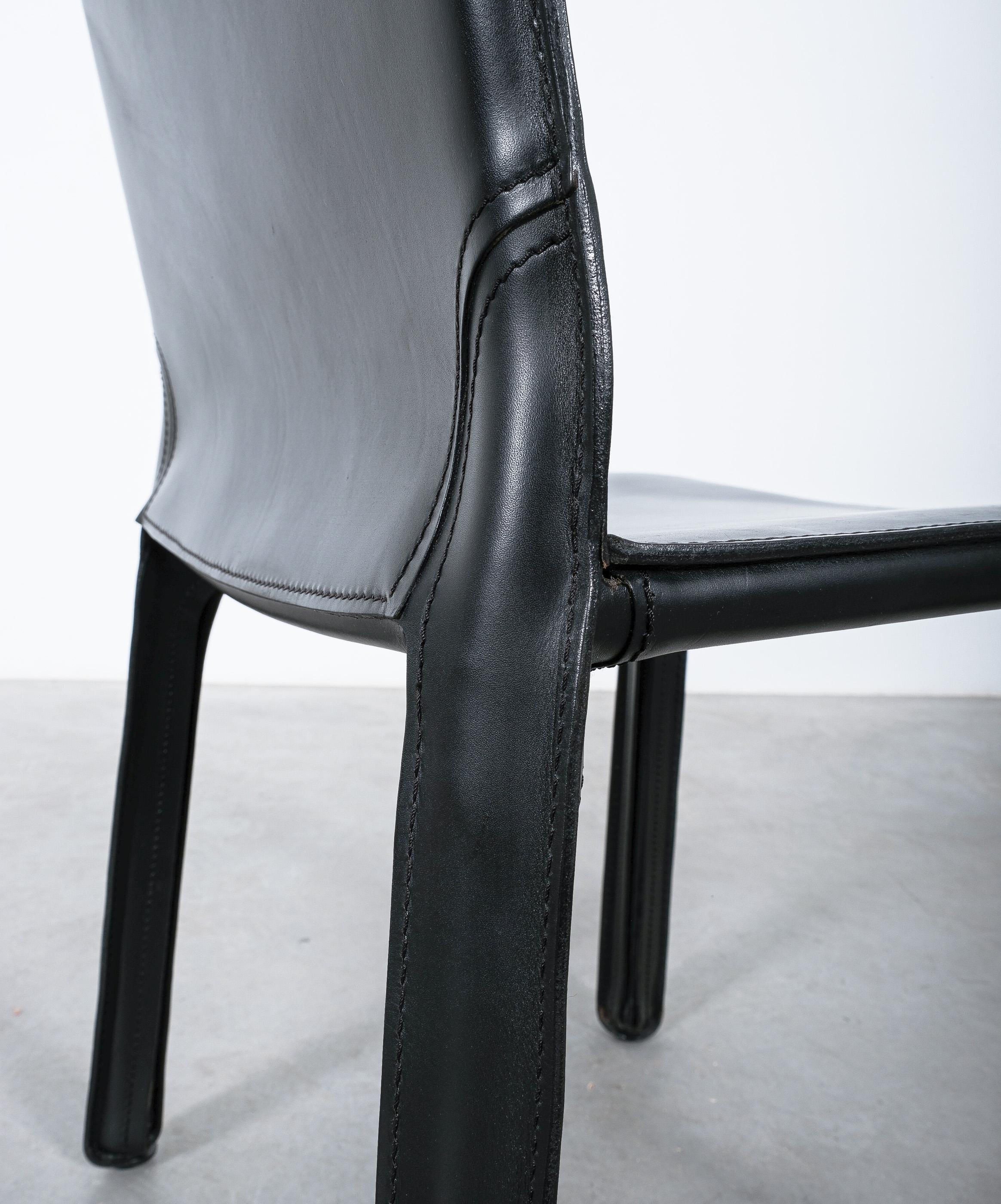 Mario Bellini Cassina Cab 412 + Cab 413 - 12 Black Leather Dining Chairs, 1980 2