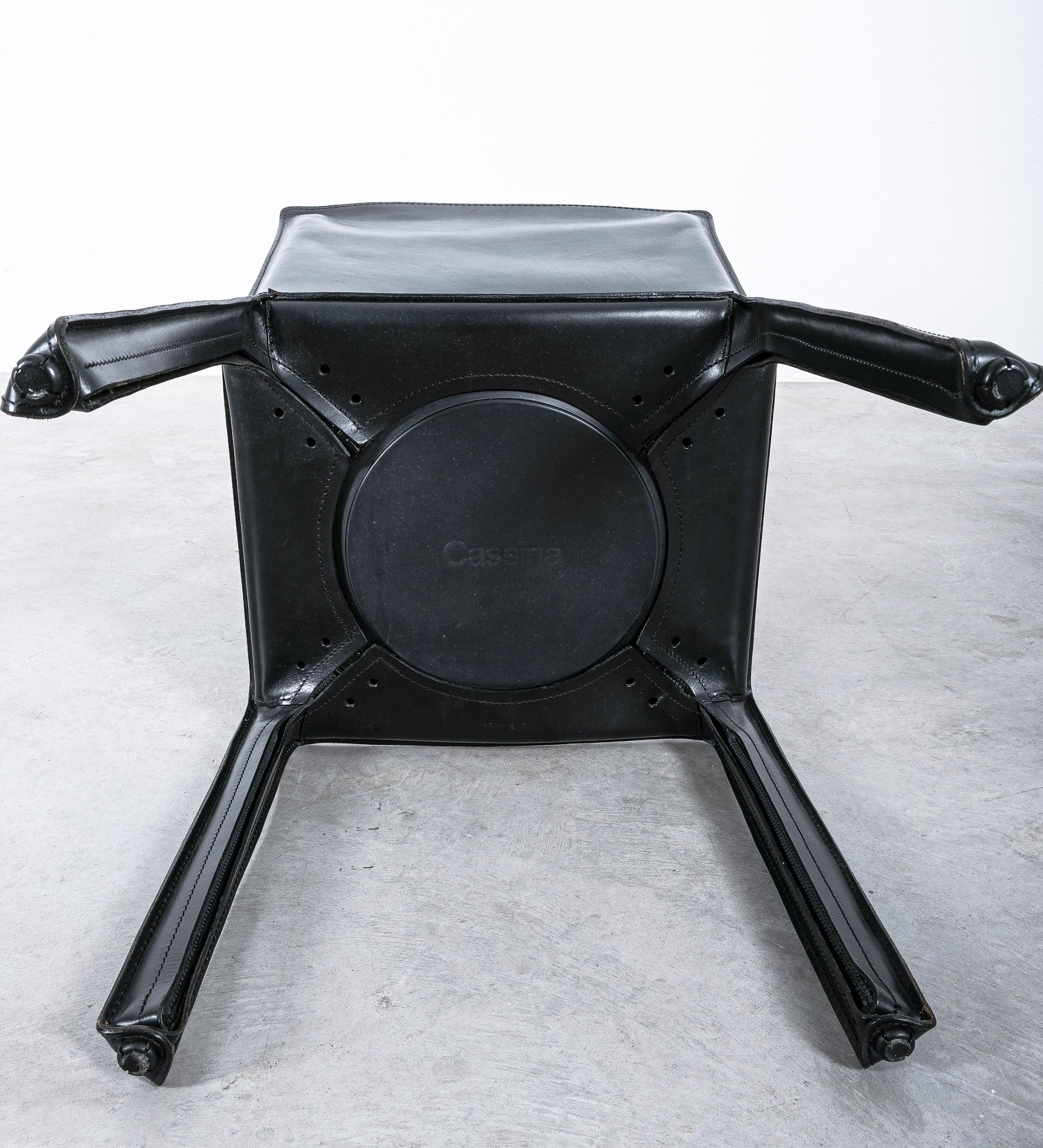 Mario Bellini Cassina Cab 412 + Cab 413- 8 Black Leather Dining Chairs, 1980 7