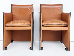 Mario Bellini Cassina Poltroncine in pelle 401 Break, anni '80 Coppia