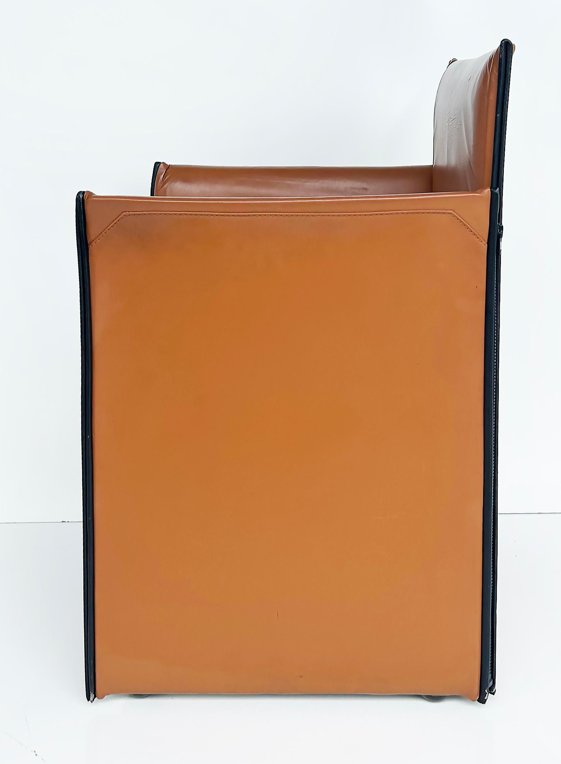 Mario Bellini Cassina Italian 401 Break Leather Armchairs, 1980s Pair For Sale 3