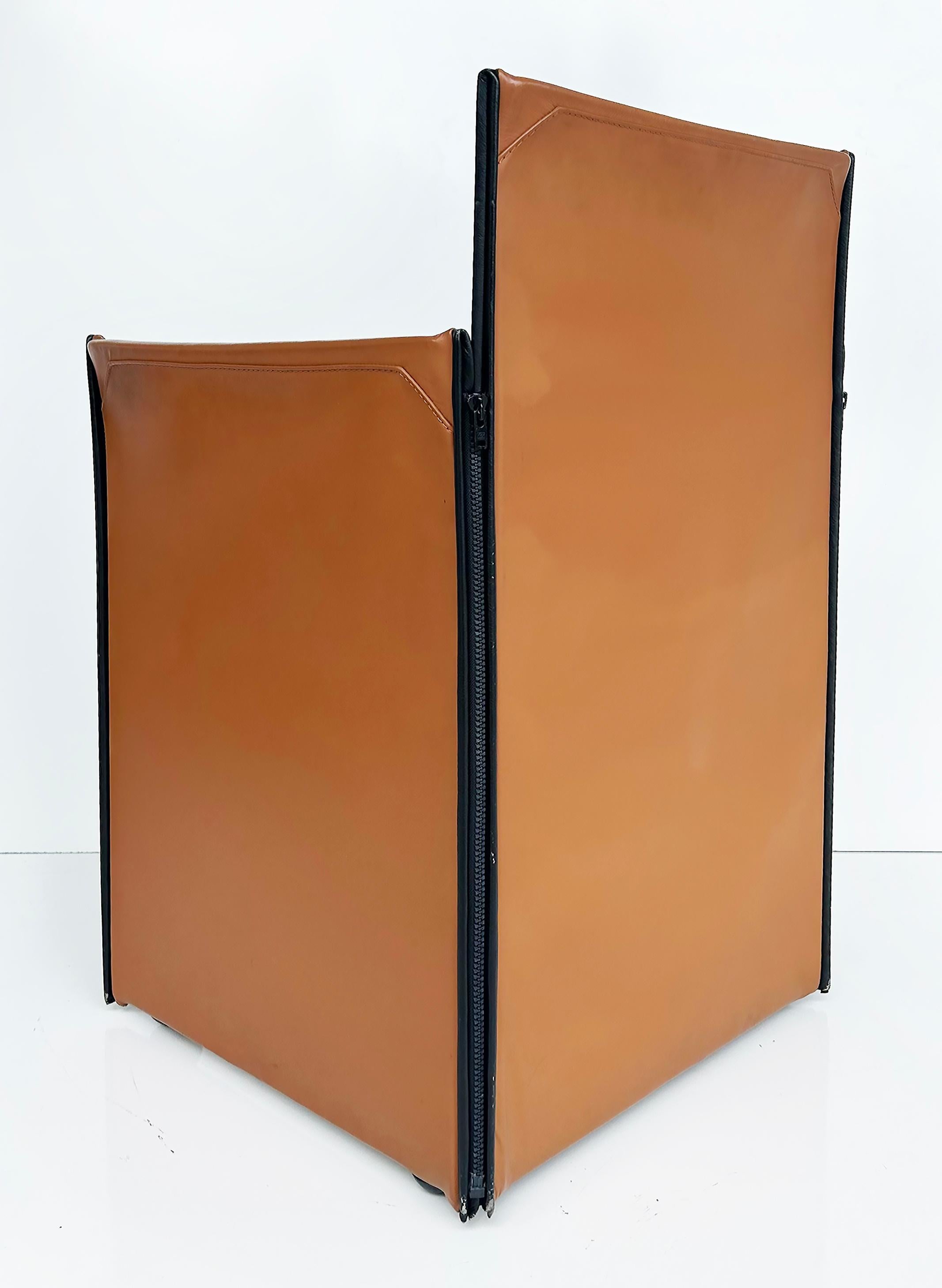 Mario Bellini Cassina Italian 401 Break Leather Armchairs, 1980s Pair For Sale 4