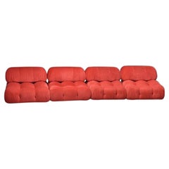 Retro Mario Bellini C&B Italia 'Camaleonda' modular sofa in original red velvet 1973