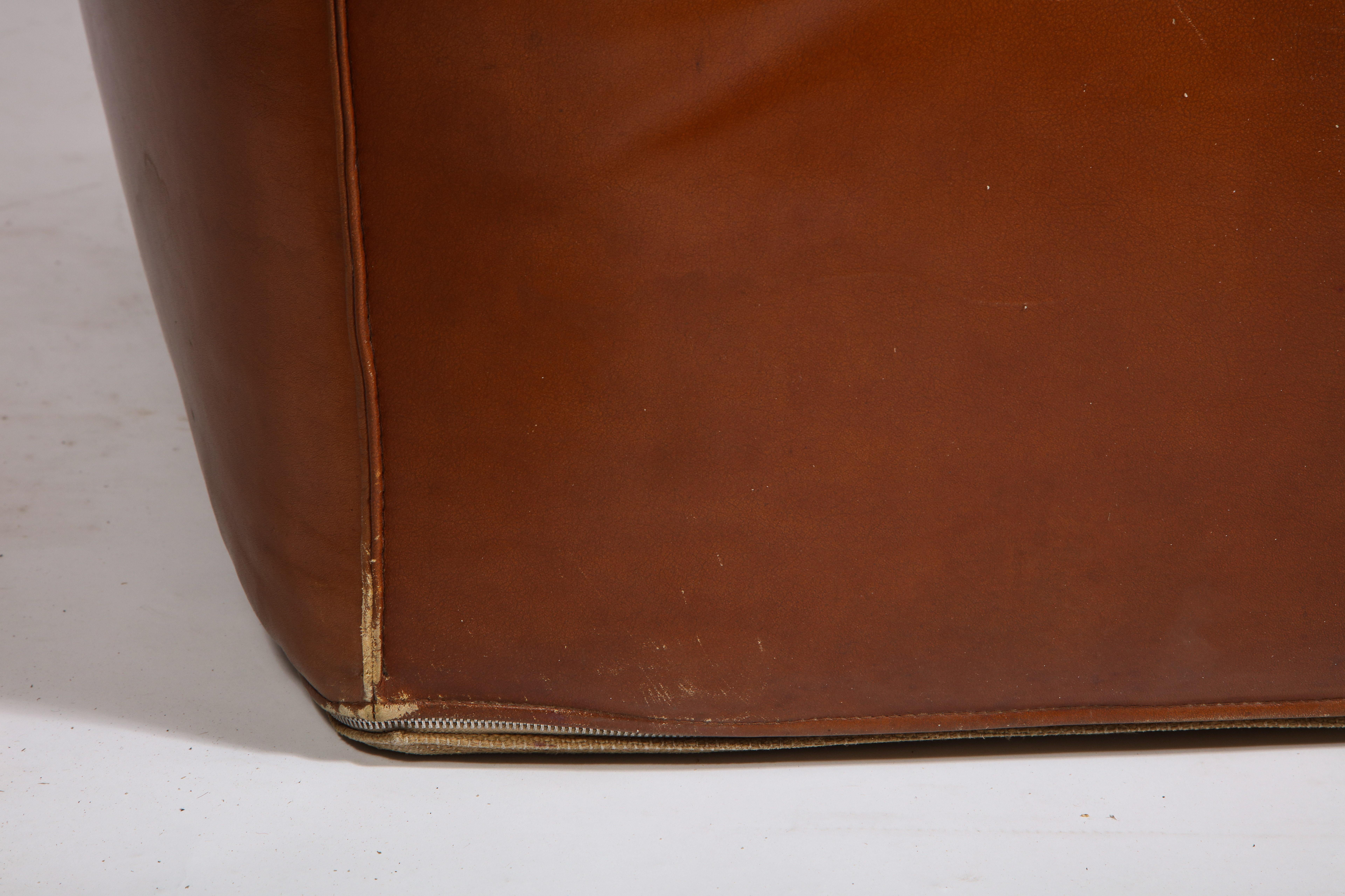Mario Bellini Cognac Brown Leather Chair and Ottoman Le Bambole Set, Italy 5