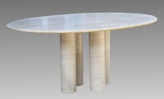 Mario Bellini, Colonnata II Oval Dining Table in Travertine for Cassina, 1970