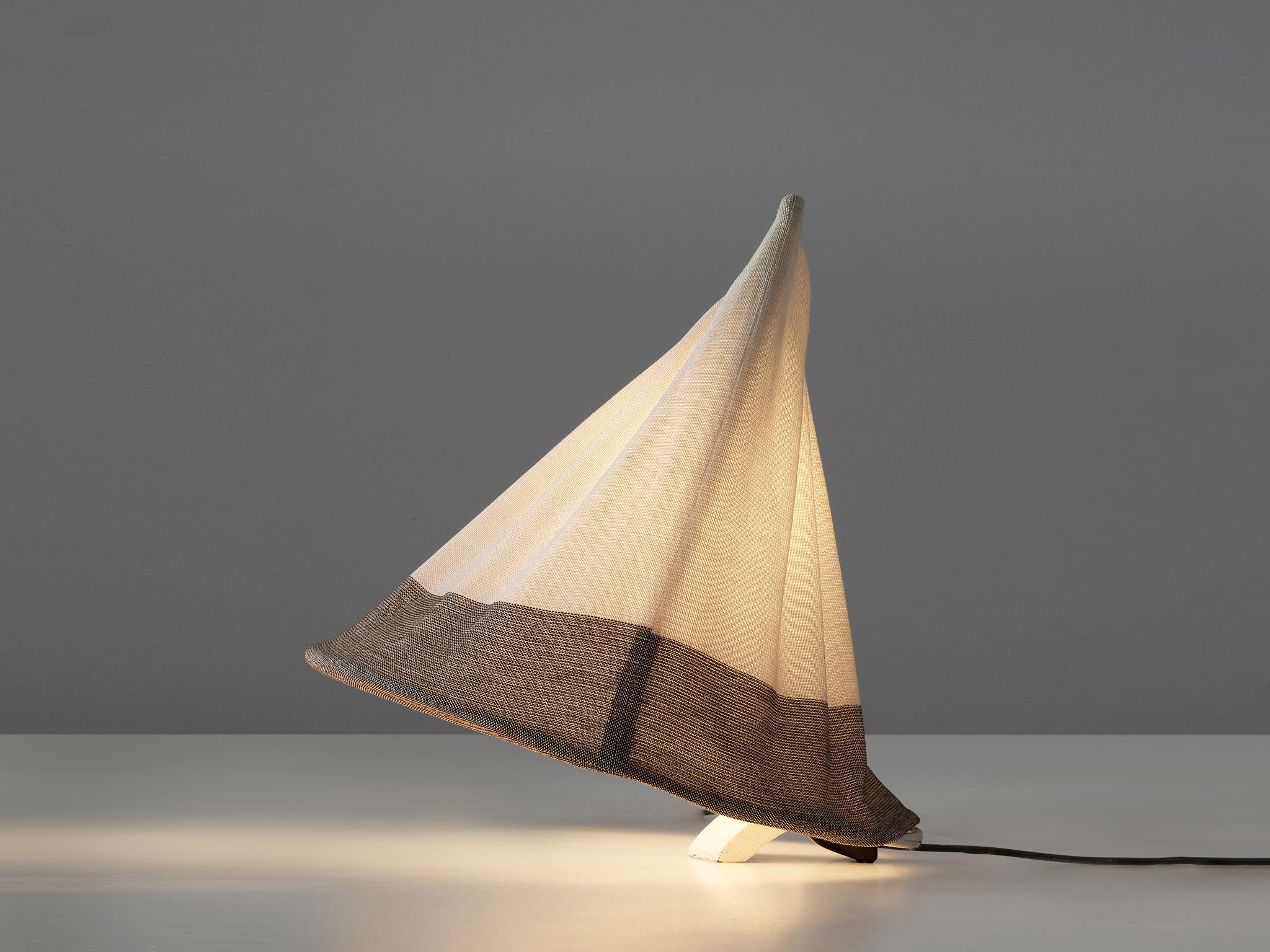 Italian Mario Bellini for Artemide Table Lamp Model 'Circo' in Metal and Fabric