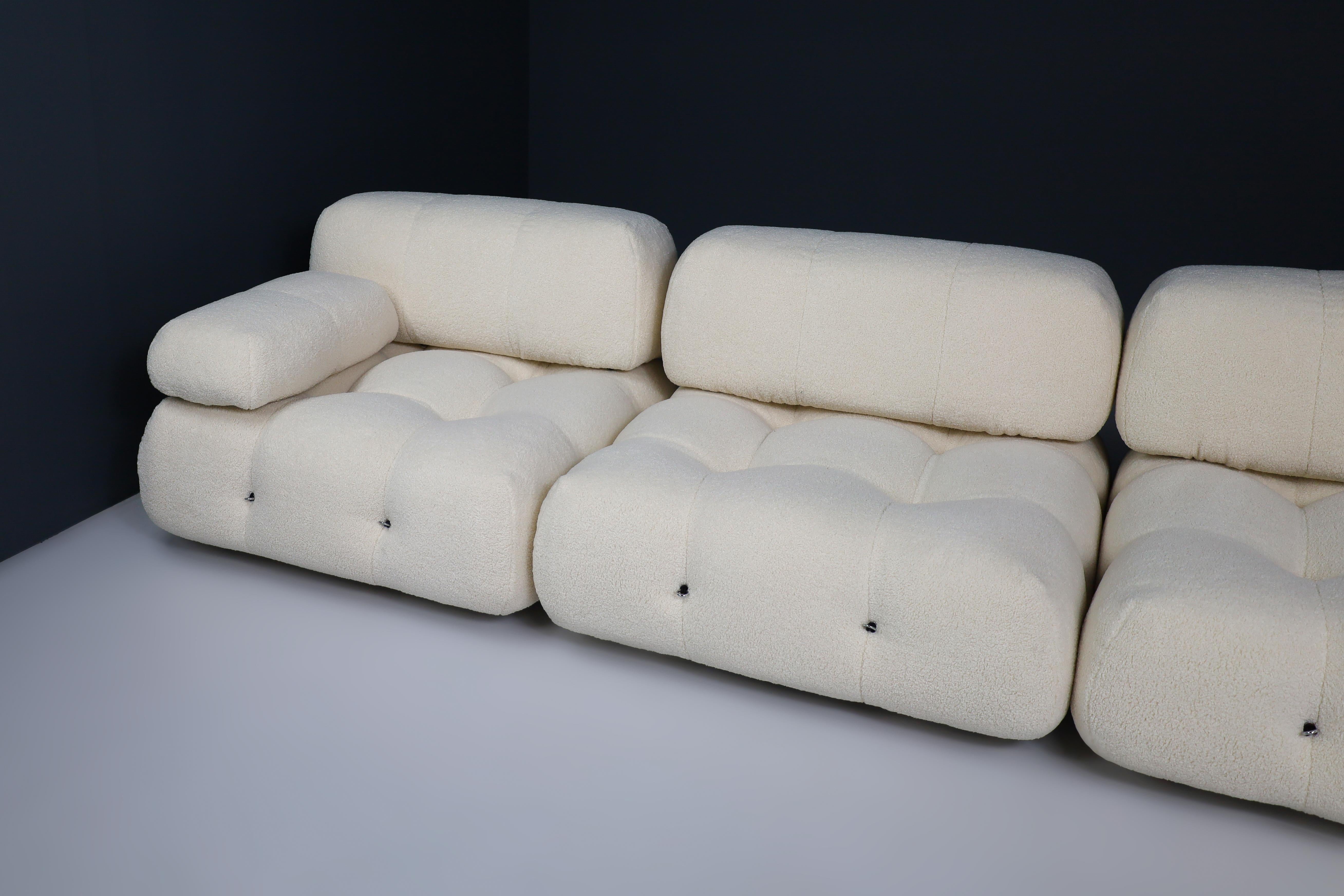 Mid-Century Modern Mario Bellini for B&B Italia 1970 Camaleonda Re-Upholstered in Teddy Fur Fabric 