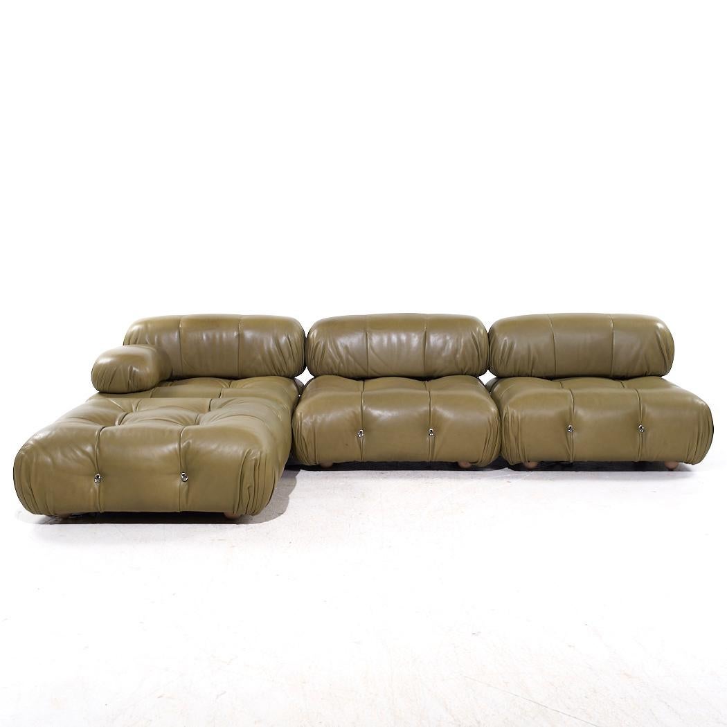 Mario Bellini for B&B Italia Camaleonda Mid Century Leather Sectional Sofa

This sofa measures: 113 wide x 78 deep x 26 inches high, with a seat height of 14 and arm height of 21.5 inches

All pieces of furniture can be had in what we call restored