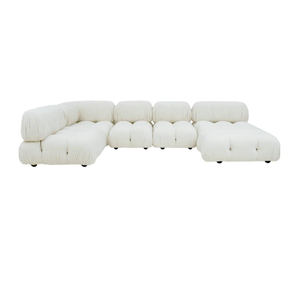 Exceptional original sofa designed by Mario Bellini for B&B Italia in 1972, composed of 6 modular seating, 6 armrest/backrest and 5 floor auxiliar pieces: 

-Three big seating: 94 x 90 x 40/65 (h) cm
-Three small seating: 65 x 90 x 40/65 (h) cm 


