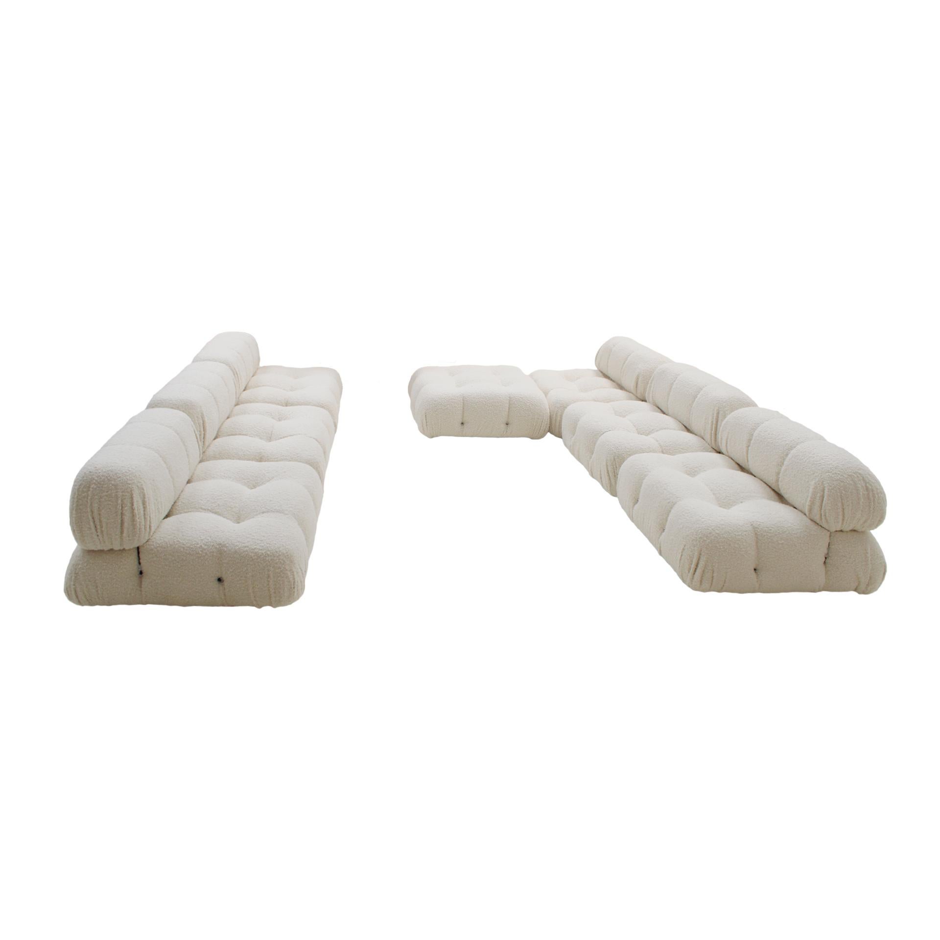 Mid-Century Modern Mid Century by Mario Bellini Italian Camaleonda White Bouclé Fabric Modular Sofa For Sale